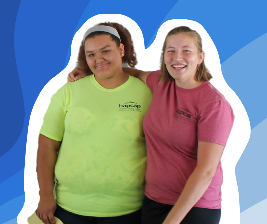 Photo of Amy and a CCMEP participant in HAPCAP shirts