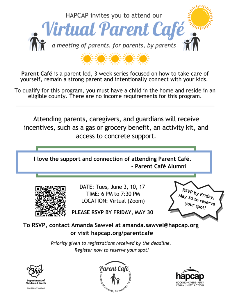 Parent Cafe for June . Dates and RSVP Link Above