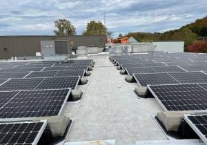 Photo of solar panels on the foodbank roof.